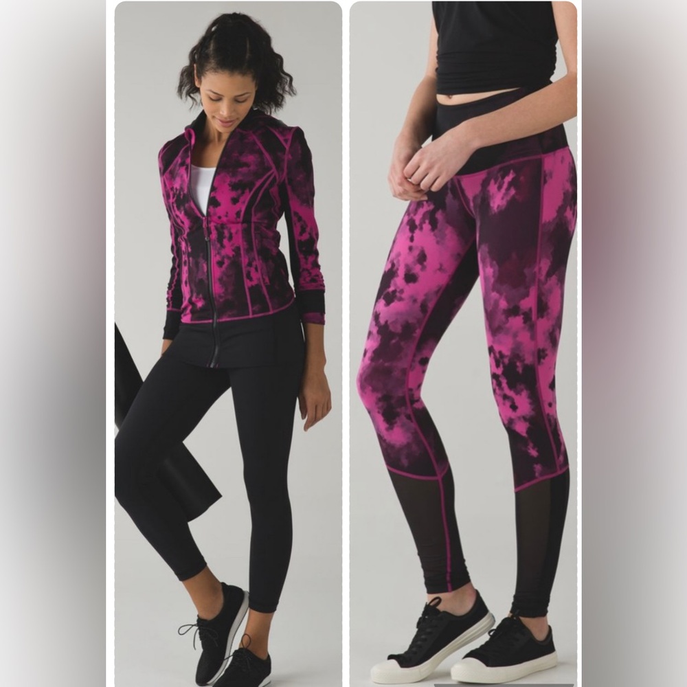 Lululemon blooming pixie set Sweaty endeavor leggings Daily practice jacket
